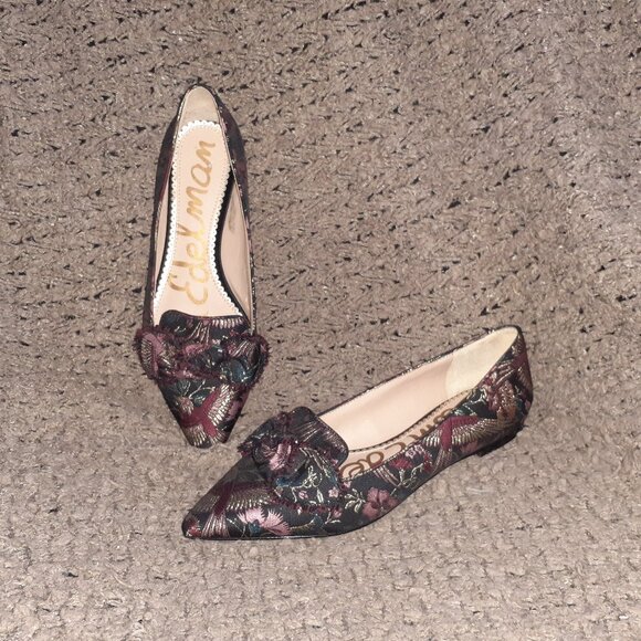 SAM EDELMAN-Rochester-Embroidered Jacquard Ballet Flats-Sz 7.5-Near Mint - Picture 1 of 8